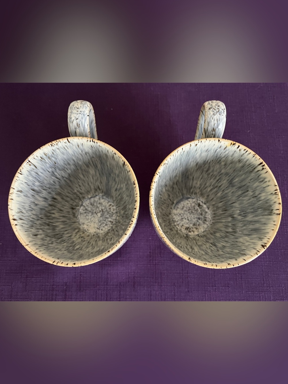 Pair of Denby Halo Speckle Mugs Stoneware Blue Gray Black England Set of 2 - Picture 3 of 4